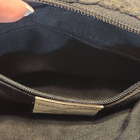 Vintage Liz Claiborne crochet woven cotton mini shoulder bag black brown strap - Picture 10 of 10